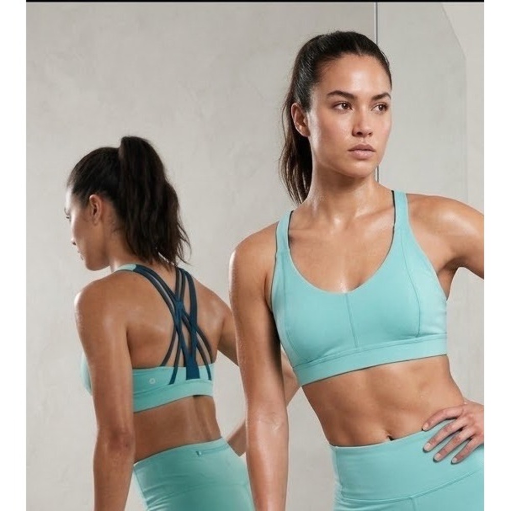 Prana Strappy Back Sports Bra Teal Navy Blue Size S Activewear Yoga Gym